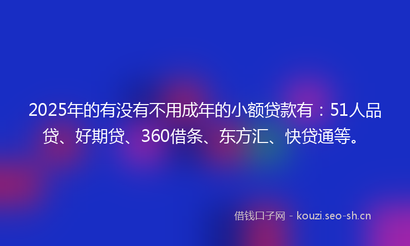 2025年的有没有不用成年的小额贷款有：51人品贷、好期贷、360借条、东方汇、快贷通等。