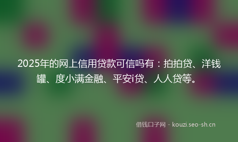 2025年的网上信用贷款可信吗有：拍拍贷、洋钱罐、度小满金融、平安i贷、人人贷等。