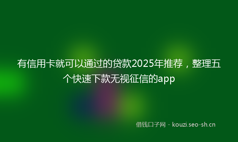 有信用卡就可以通过的贷款2025年推荐，整理五个快速下款无视征信的app