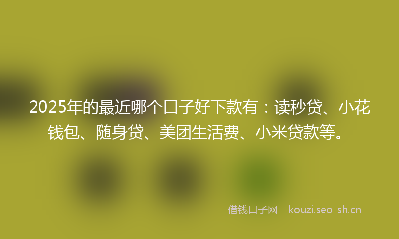 2025年的最近哪个口子好下款有：读秒贷、小花钱包、随身贷、美团生活费、小米贷款等。