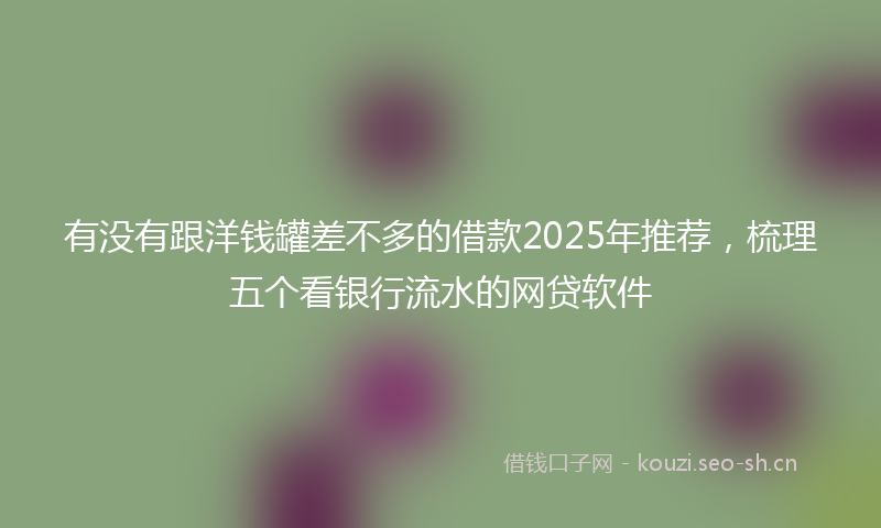 有没有跟洋钱罐差不多的借款2025年推荐，梳理五个看银行流水的网贷软件