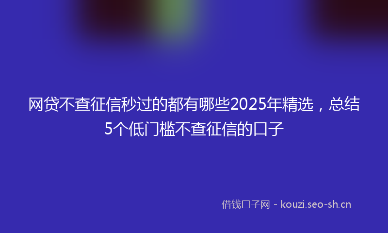 网贷不查征信秒过的都有哪些2025年精选，总结5个低门槛不查征信的口子