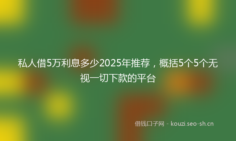 私人借5万利息多少2025年推荐，概括5个5个无视一切下款的平台