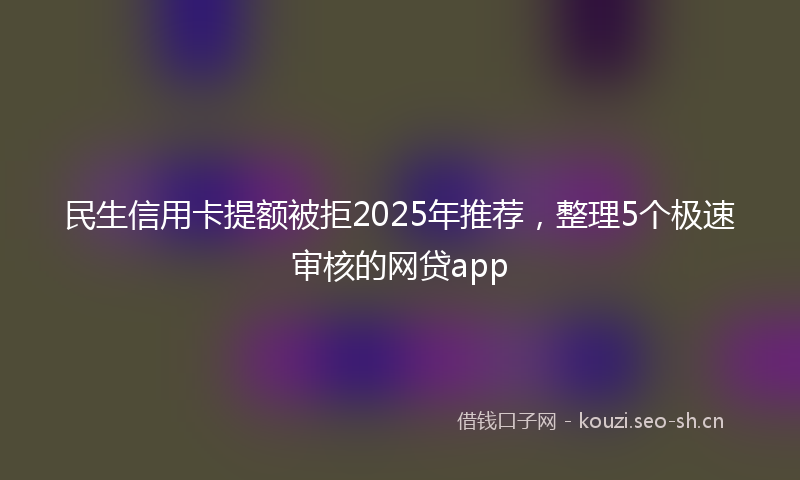 民生信用卡提额被拒2025年推荐，整理5个极速审核的网贷app