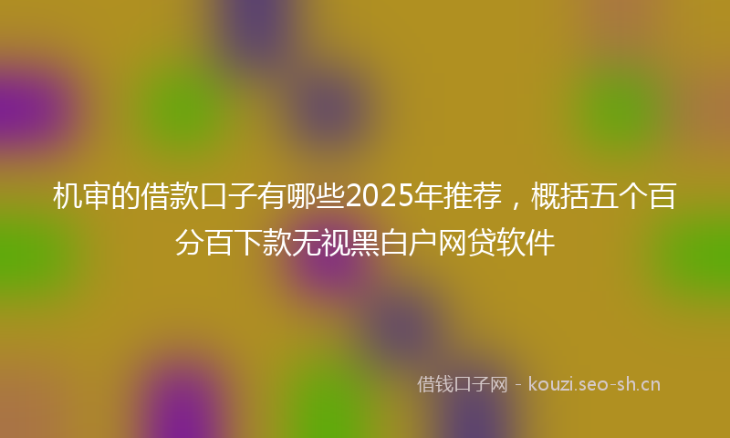 机审的借款口子有哪些2025年推荐，概括五个百分百下款无视黑白户网贷软件