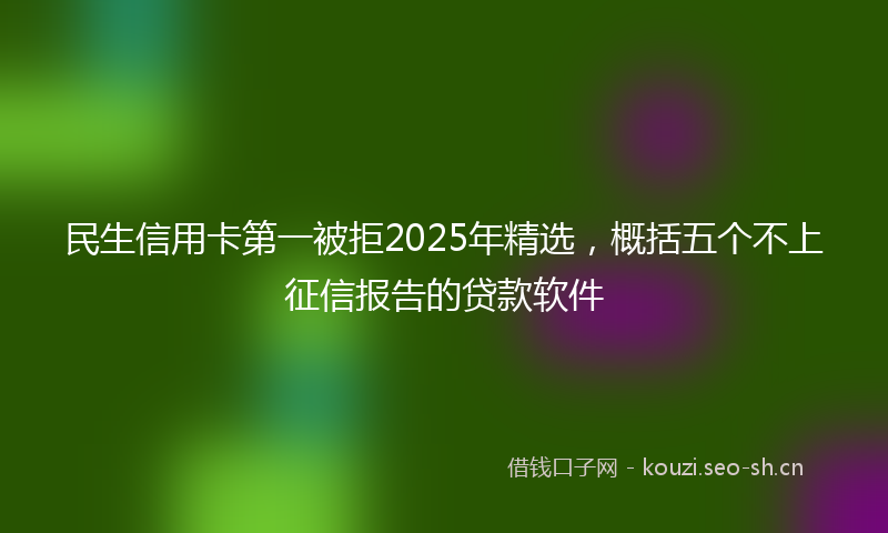 民生信用卡第一被拒2025年精选，概括五个不上征信报告的贷款软件