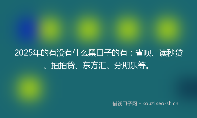 2025年的有没有什么黑口子的有：省呗、读秒贷、拍拍贷、东方汇、分期乐等。