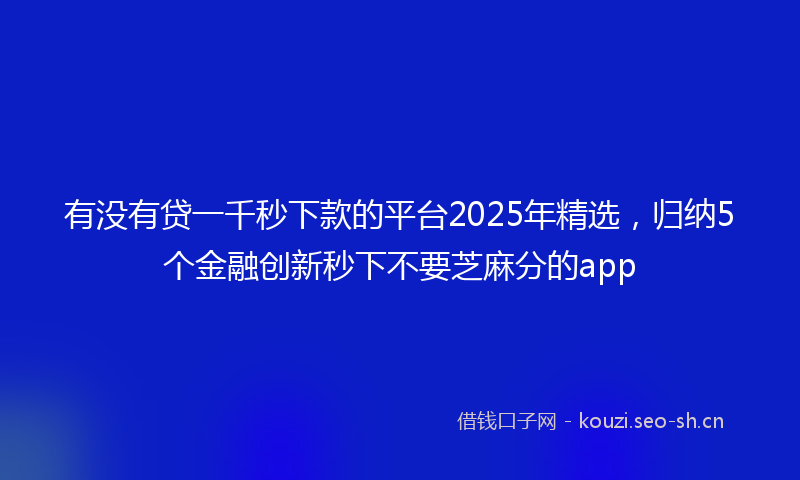 有没有贷一千秒下款的平台2025年精选，归纳5个金融创新秒下不要芝麻分的app