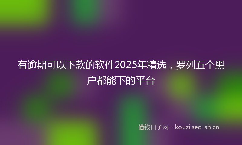 有逾期可以下款的软件2025年精选，罗列五个黑户都能下的平台