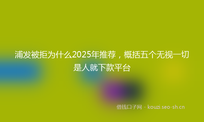 浦发被拒为什么2025年推荐，概括五个无视一切是人就下款平台