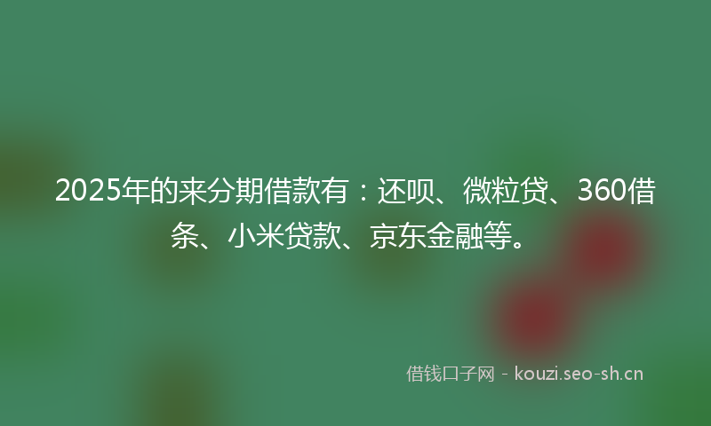 2025年的来分期借款有：还呗、微粒贷、360借条、小米贷款、京东金融等。