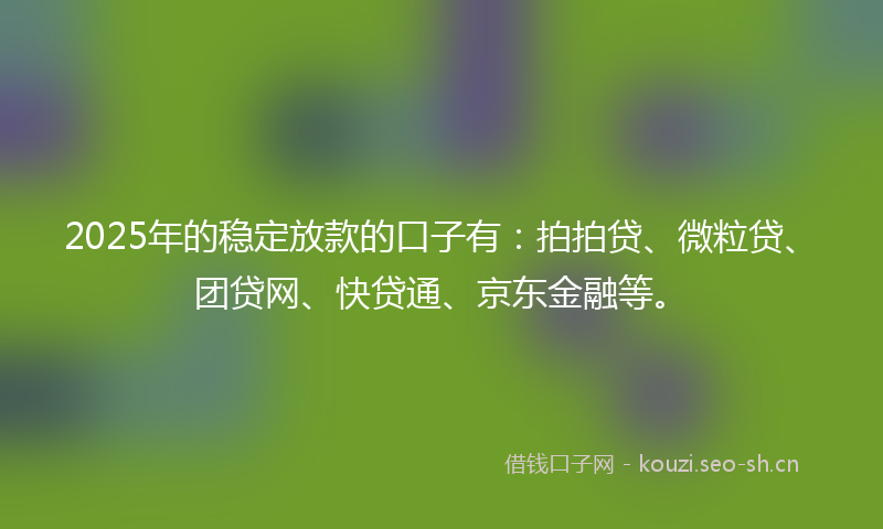 2025年的稳定放款的口子有：拍拍贷、微粒贷、团贷网、快贷通、京东金融等。