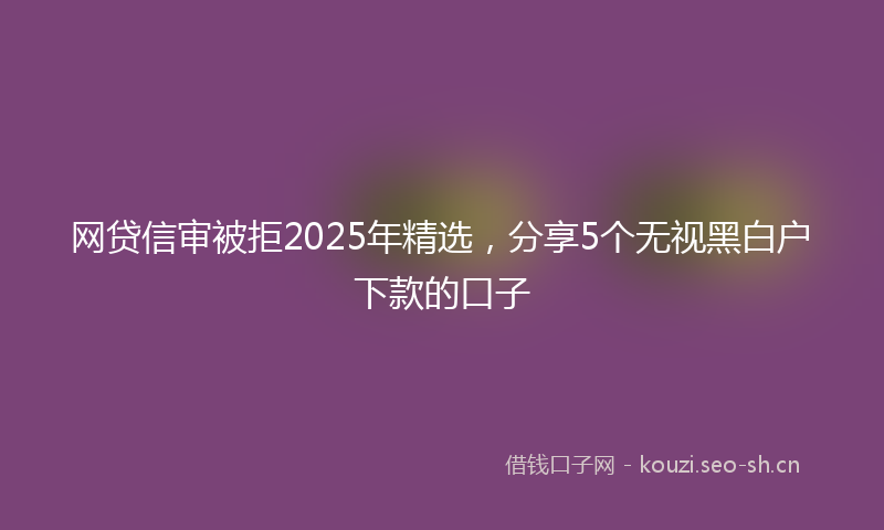 网贷信审被拒2025年精选，分享5个无视黑白户下款的口子