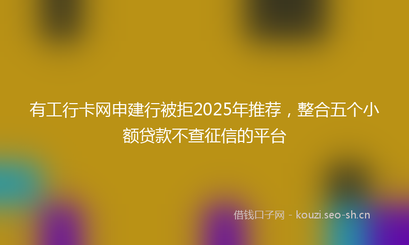 有工行卡网申建行被拒2025年推荐，整合五个小额贷款不查征信的平台