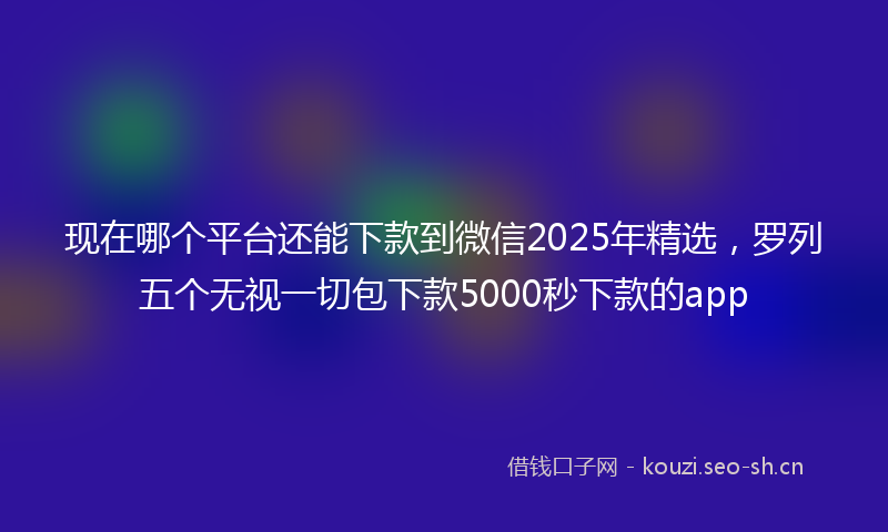 现在哪个平台还能下款到微信2025年精选，罗列五个无视一切包下款5000秒下款的app