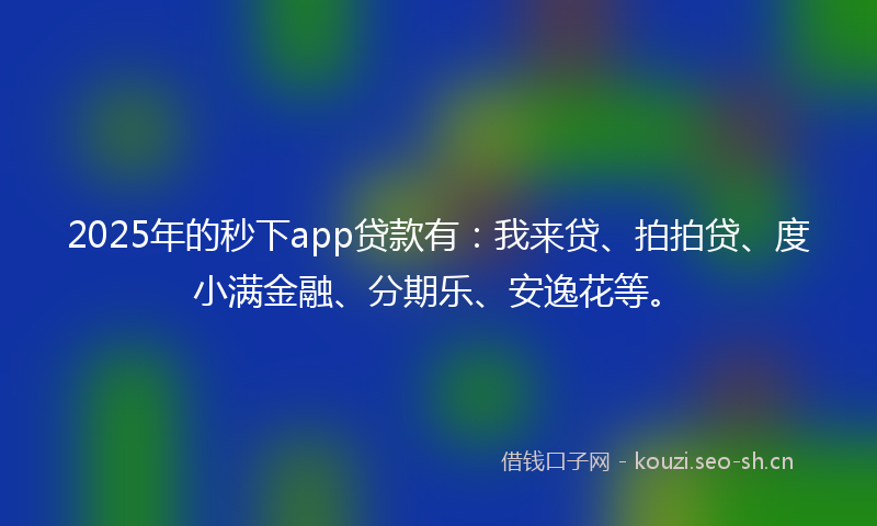 2025年的秒下app贷款有：我来贷、拍拍贷、度小满金融、分期乐、安逸花等。