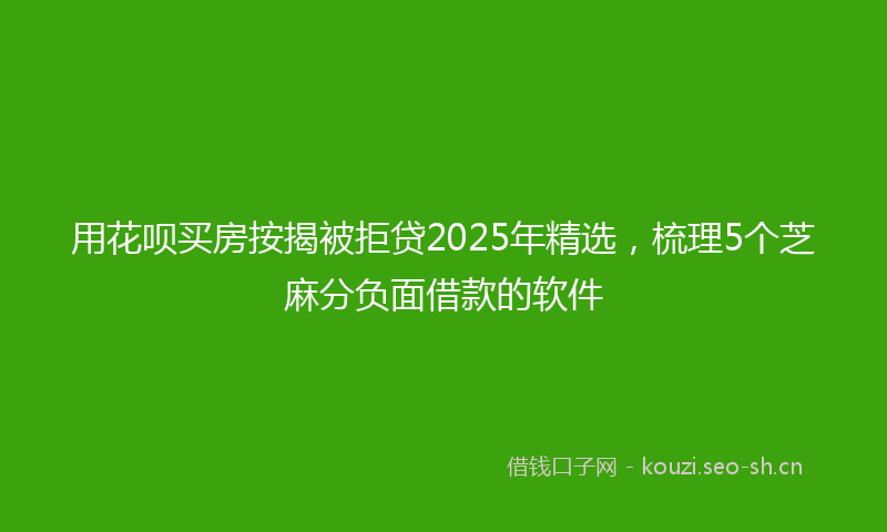 用花呗买房按揭被拒贷2025年精选，梳理5个芝麻分负面借款的软件