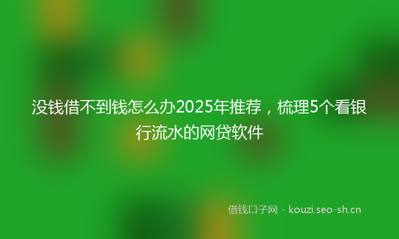 没钱借不到钱怎么办2025年推荐，梳理5个看银行流水的网贷软件