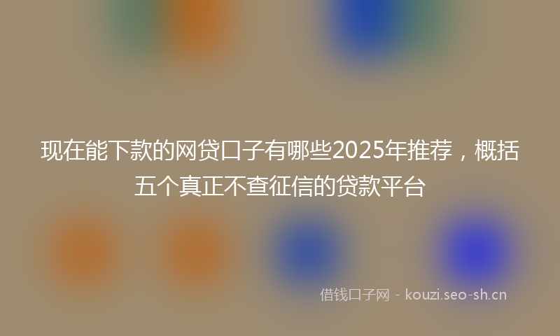现在能下款的网贷口子有哪些2025年推荐，概括五个真正不查征信的贷款平台
