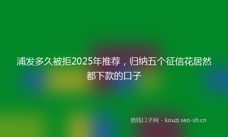 浦发多久被拒2025年推荐，归纳五个征信花居然都下款的口子