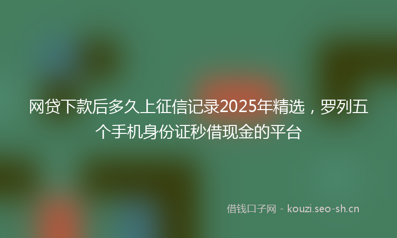 网贷下款后多久上征信记录2025年精选，罗列五个手机身份证秒借现金的平台