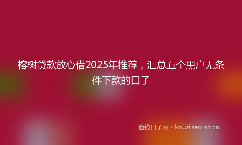 榕树贷款放心借2025年推荐，汇总五个黑户无条件下款的口子