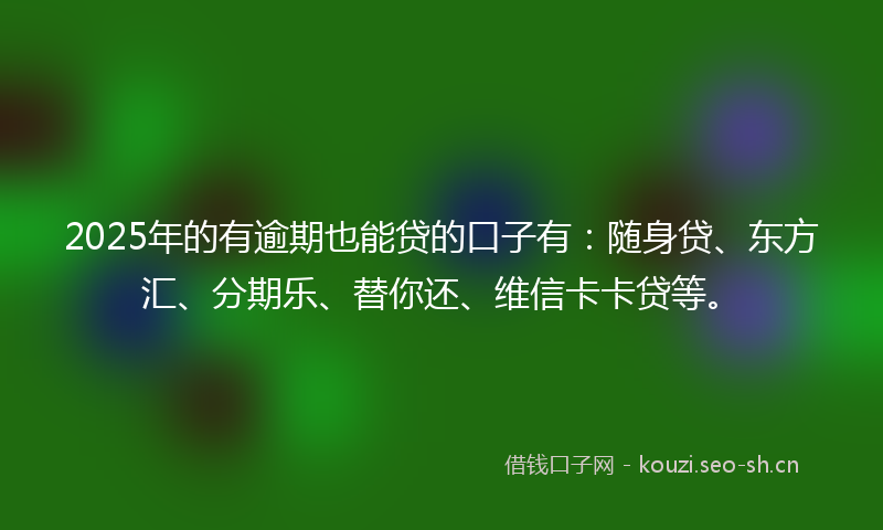 2025年的有逾期也能贷的口子有：随身贷、东方汇、分期乐、替你还、维信卡卡贷等。