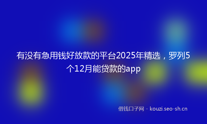 有没有急用钱好放款的平台2025年精选，罗列5个12月能贷款的app