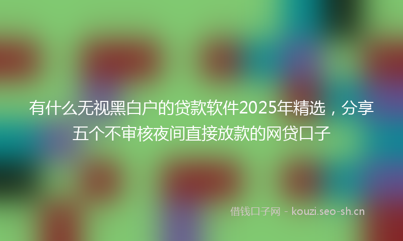 有什么无视黑白户的贷款软件2025年精选,分享五个不审核夜间直接放款的网贷口子