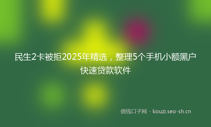 民生2卡被拒2025年精选，整理5个手机小额黑户快速贷款软件