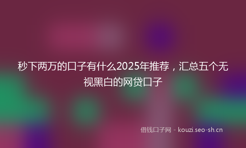 秒下两万的口子有什么2025年推荐，汇总五个无视黑白的网贷口子