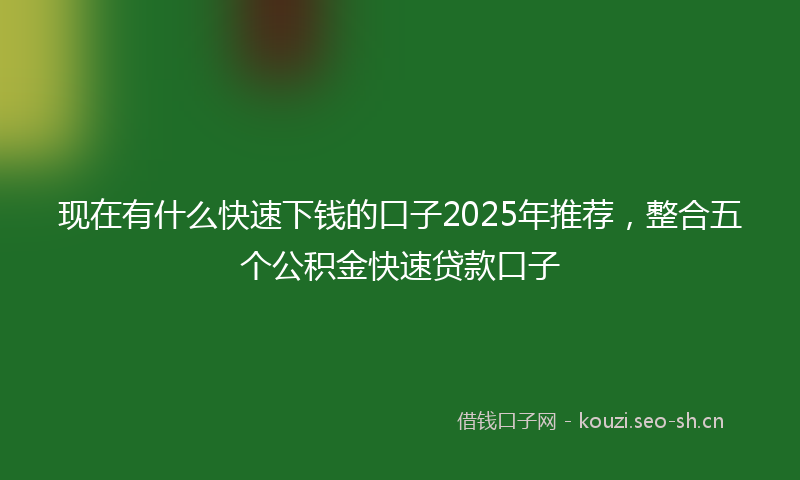 现在有什么快速下钱的口子2025年推荐，整合五个公积金快速贷款口子