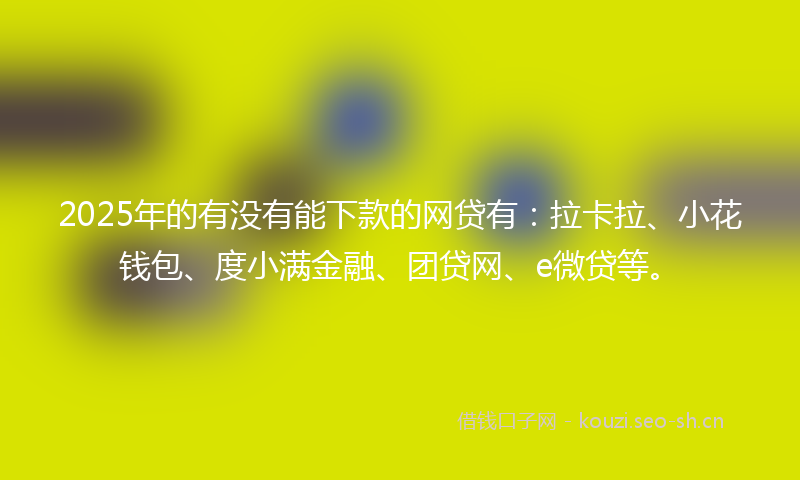 2025年的有没有能下款的网贷有：拉卡拉、小花钱包、度小满金融、团贷网、e微贷等。