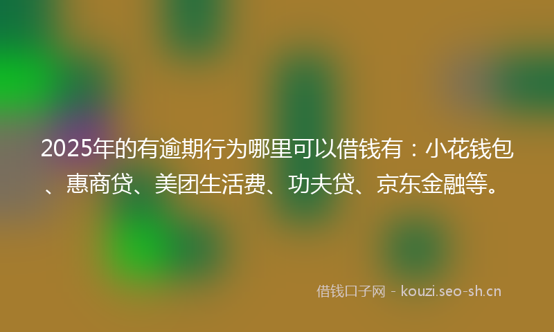 2025年的有逾期行为哪里可以借钱有：小花钱包、惠商贷、美团生活费、功夫贷、京东金融等。