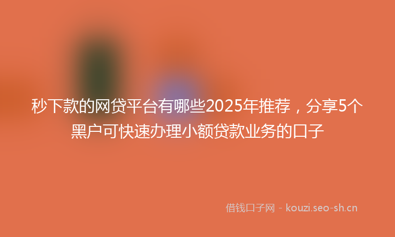 秒下款的网贷平台有哪些2025年推荐，分享5个黑户可快速办理小额贷款业务的口子