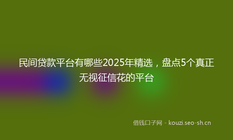 民间贷款平台有哪些2025年精选，盘点5个真正无视征信花的平台