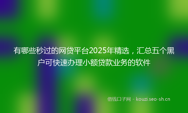 有哪些秒过的网贷平台2025年精选，汇总五个黑户可快速办理小额贷款业务的软件