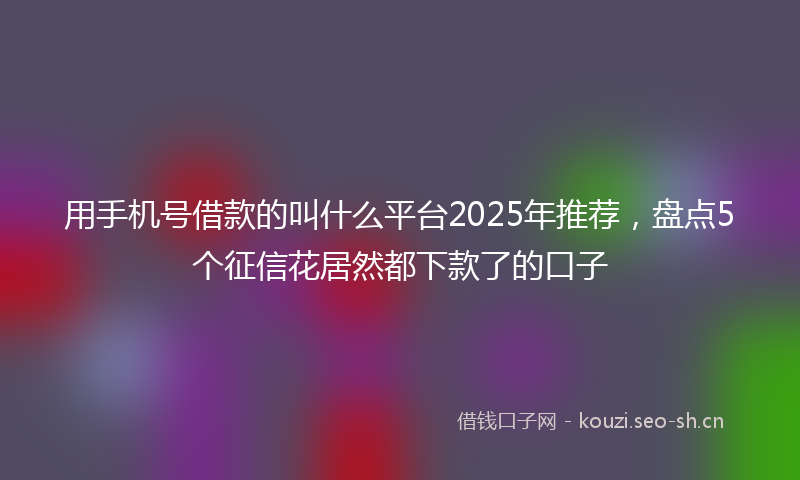 用手机号借款的叫什么平台2025年推荐，盘点5个征信花居然都下款了的口子