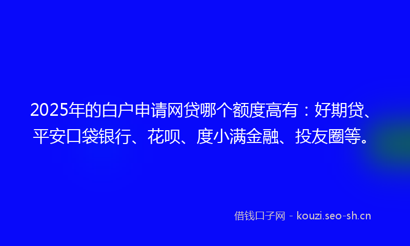 2025年的白户申请网贷哪个额度高有：好期贷、平安口袋银行、花呗、度小满金融、投友圈等。