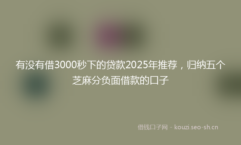 有没有借3000秒下的贷款2025年推荐，归纳五个芝麻分负面借款的口子