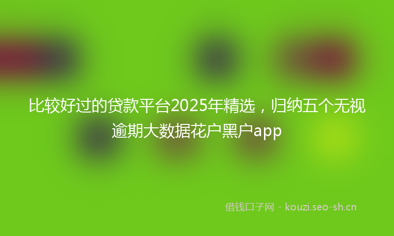比较好过的贷款平台2025年精选，归纳五个无视逾期大数据花户黑户app