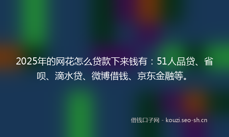 2025年的网花怎么贷款下来钱有：51人品贷、省呗、滴水贷、微博借钱、京东金融等。