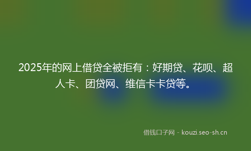 2025年的网上借贷全被拒有：好期贷、花呗、超人卡、团贷网、维信卡卡贷等。
