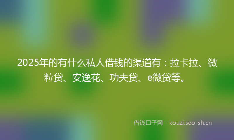 2025年的有什么私人借钱的渠道有：拉卡拉、微粒贷、安逸花、功夫贷、e微贷等。