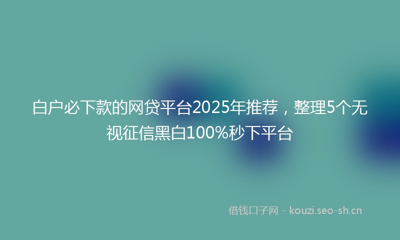 白户必下款的网贷平台2025年推荐，整理5个无视征信黑白100%秒下平台