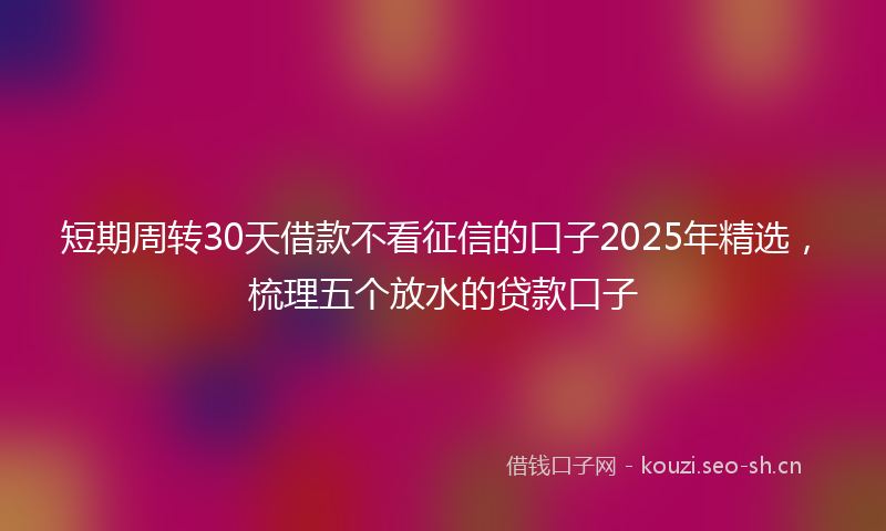 短期周转30天借款不看征信的口子2025年精选，梳理五个放水的贷款口子