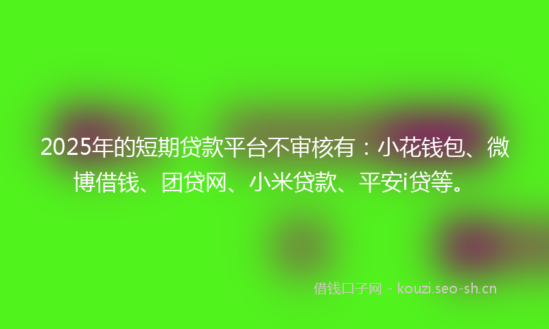 2025年的短期贷款平台不审核有：小花钱包、微博借钱、团贷网、小米贷款、平安i贷等。