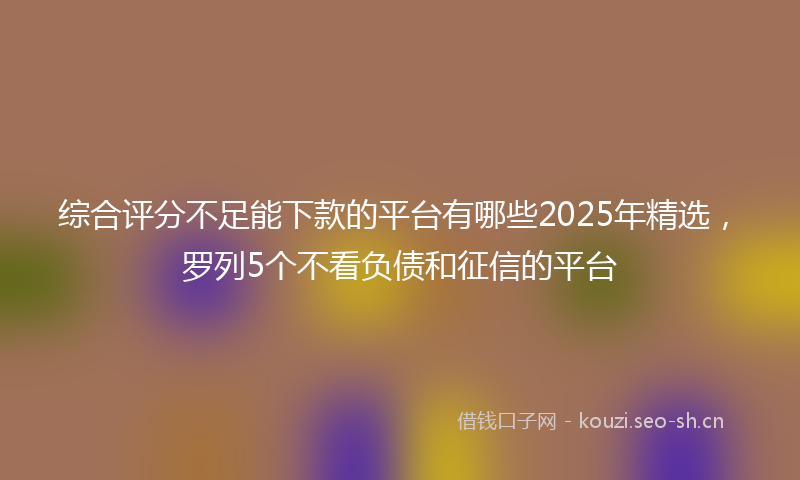 综合评分不足能下款的平台有哪些2025年精选，罗列5个不看负债和征信的平台