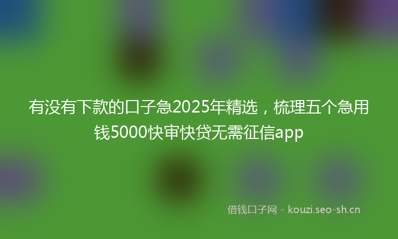 有没有下款的口子急2025年精选，梳理五个急用钱5000快审快贷无需征信app
