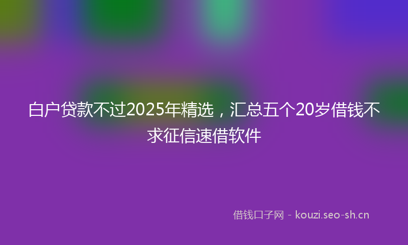 白户贷款不过2025年精选，汇总五个20岁借钱不求征信速借软件